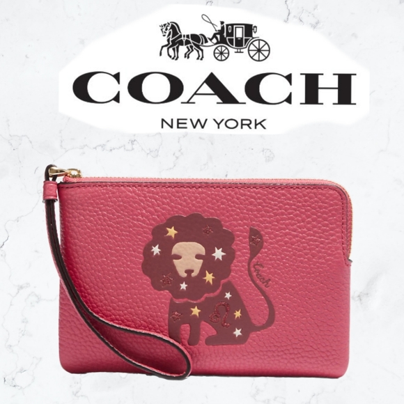 Coach Bags Coach Corner Zip Wristlet With Leo Poshmark